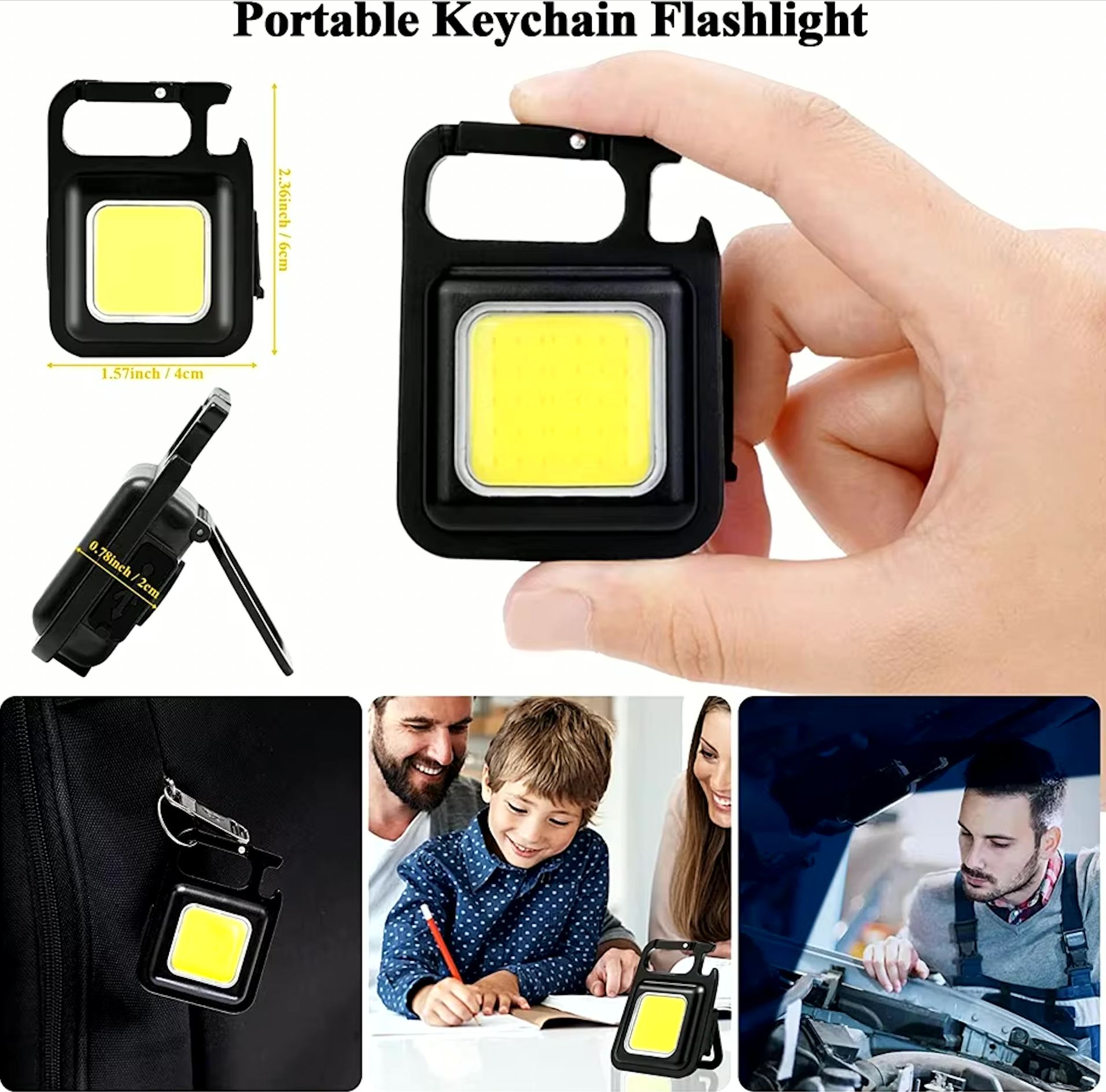 Mini COB Schlüsselanhänger-Taschenlampe, LED-Lampe, Campinglichter mit Magnet, 4 Beleuchtungsmodi für das Camping zu Hause