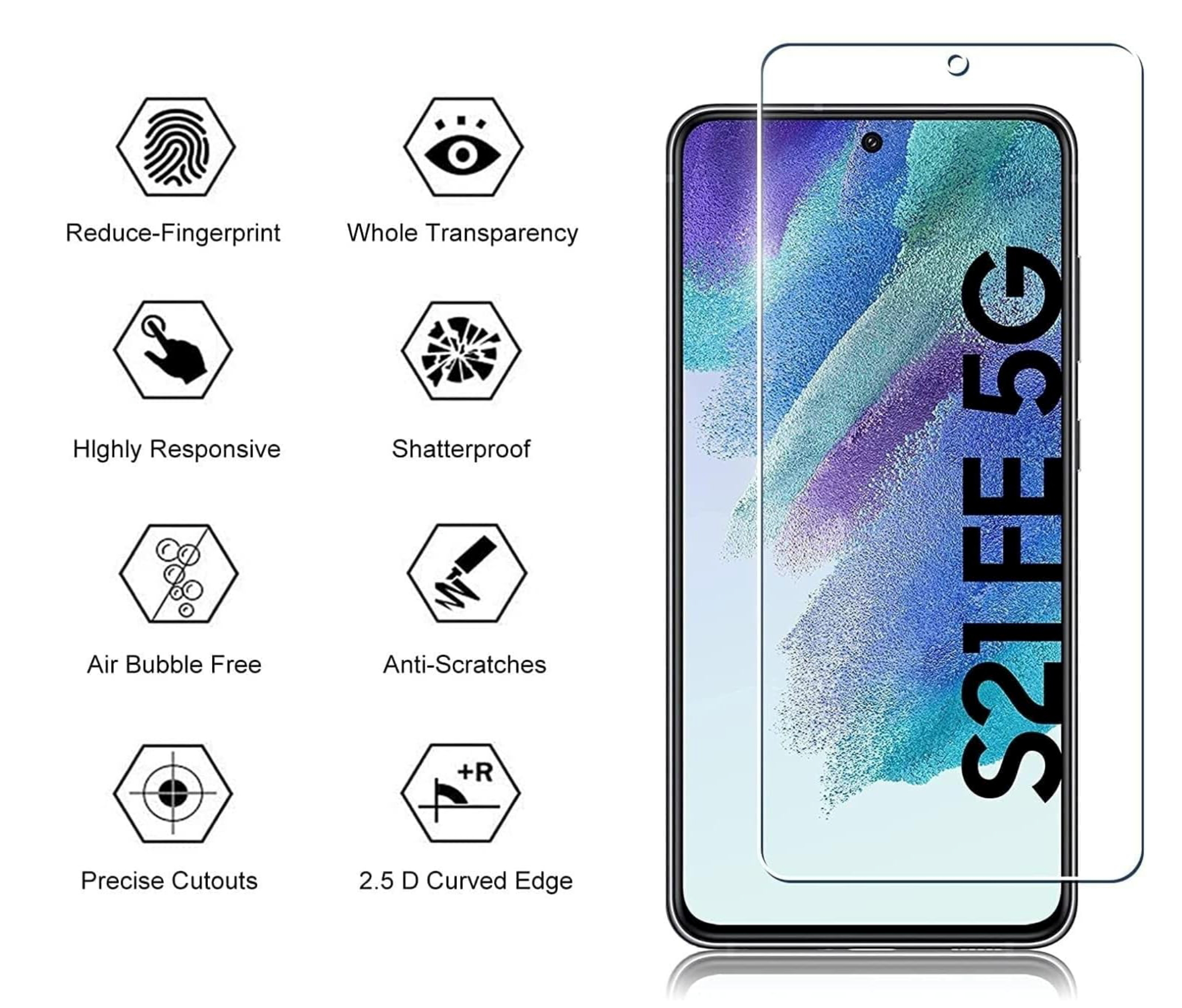 Samsung Galaxy S21 FE / S21 FE 5G, Panzerglas 9H Härte Glas, HD Klares Schutzglas, Kratzfest