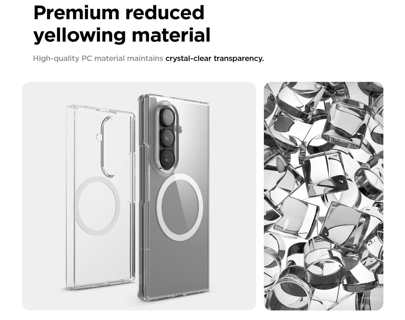 Samsung Galaxy Z Fold 7, compatible avec chargeur MagSafe, papier kraft magnétique épais, matériau PC hautement résistant, cadre résistant (transparent)