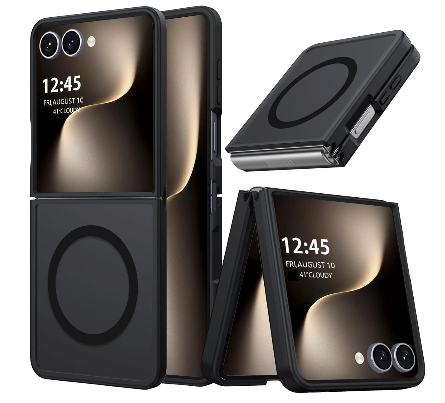 Samsung Galaxy Z Flip 7 Hülle mit MagSafe, durchscheinende matte Handy hülle , Schutzhülle mit stoßfestem Militärstandard, Schwarz