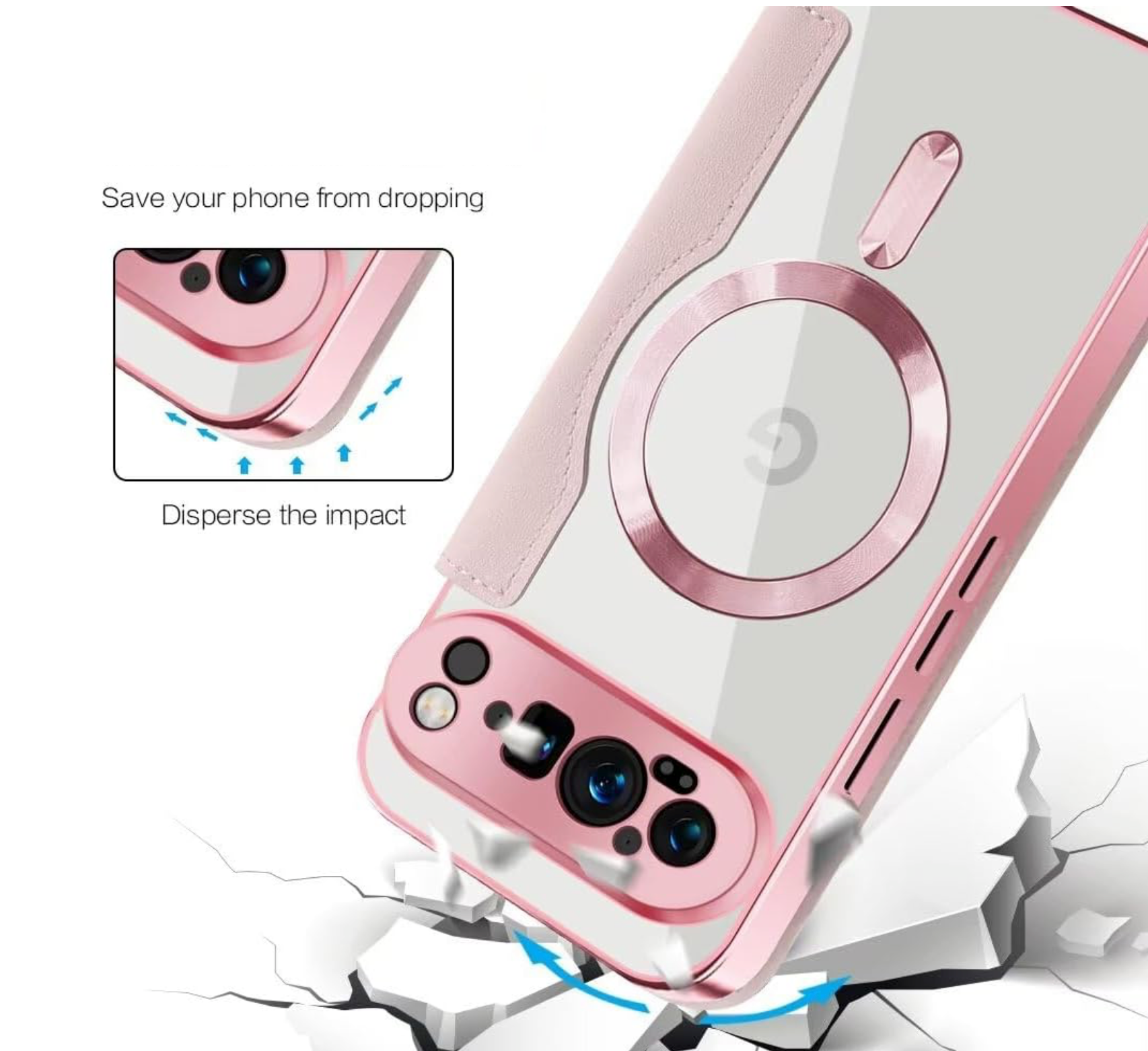 Google Pixel 10 / 10 Pro & 10 Pro Xl 2025, Handyhülle kompatibel mit MagSafe), Magnetischer kabelloser Ladekartenhalter PU-Lederkoffer mit RFID-Blockierung Transparent plattiert