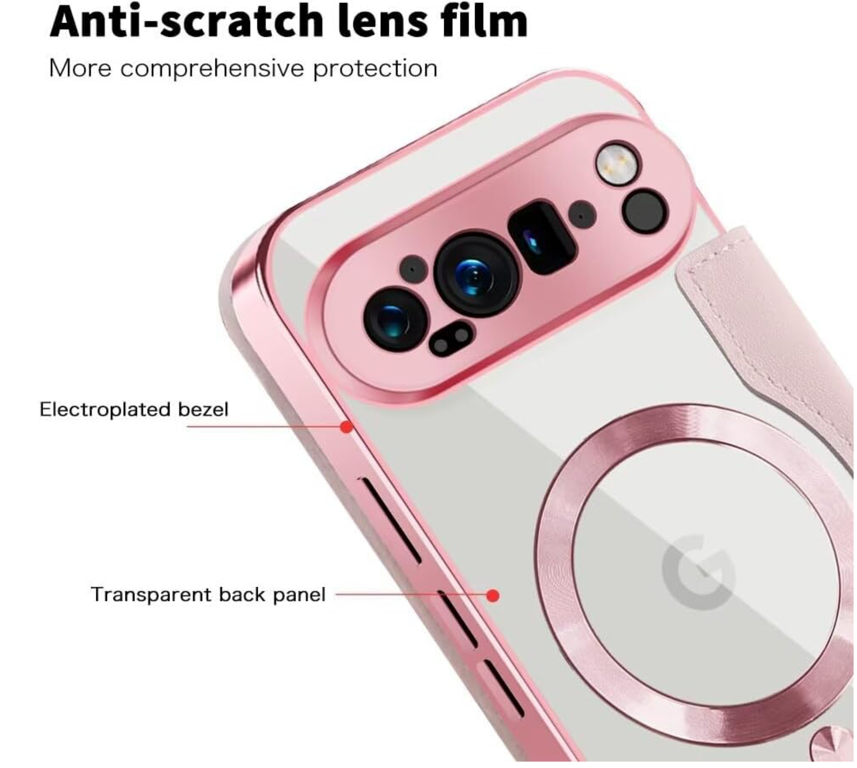 Google Pixel 10 / 10 Pro & 10 Pro Xl 2025, Handyhülle kompatibel mit MagSafe), Magnetischer kabelloser Ladekartenhalter PU-Lederkoffer mit RFID-Blockierung Transparent plattiert