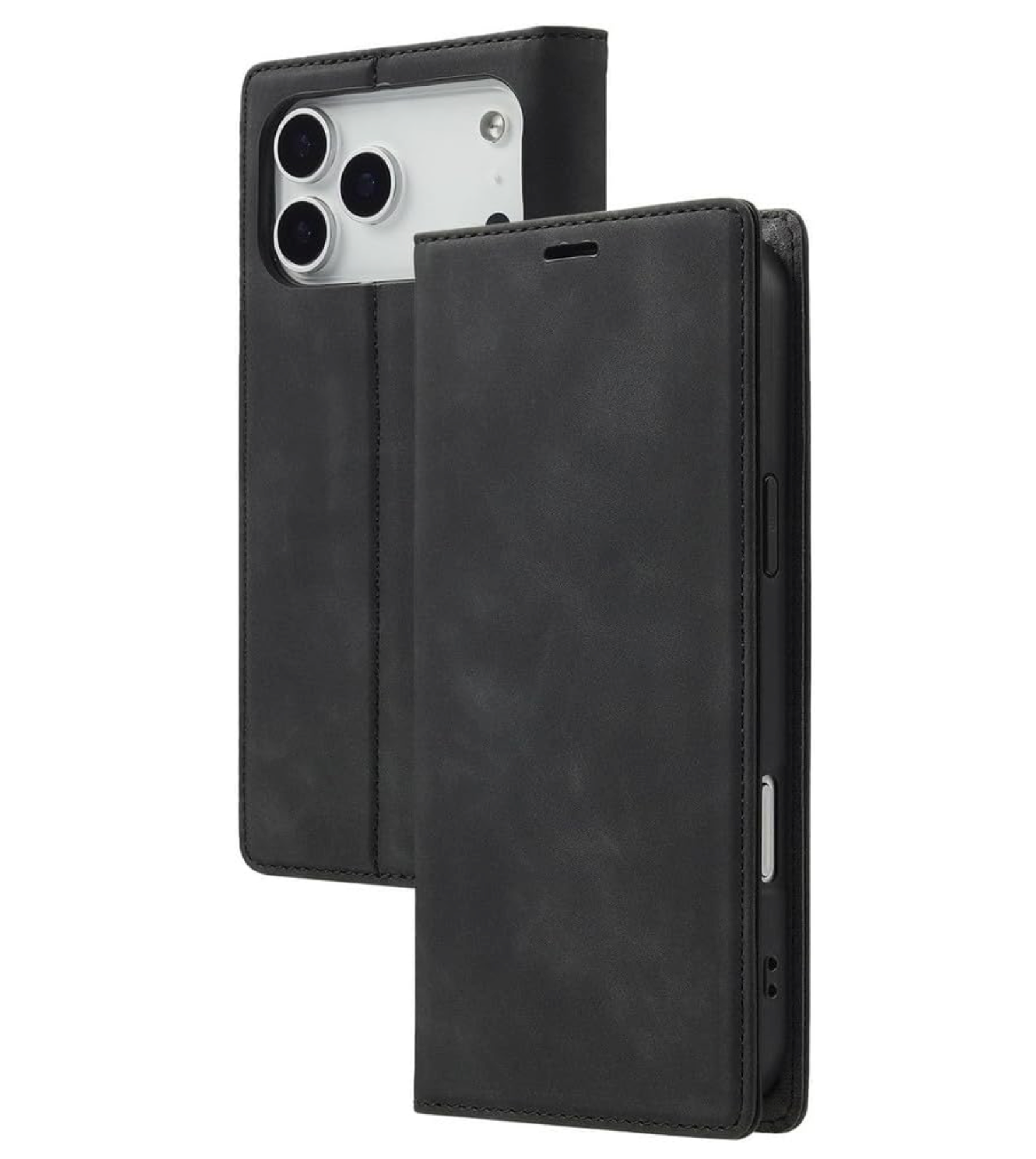 iPhone 16 / 16 Plus / 16 Pro & 16 Pro Max Étui portefeuille à rabat en cuir avec pochettes pour cartes