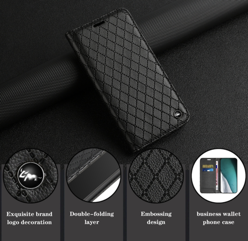 iPhone 14 Series Buch hülle Premium Echtes Leder Kartensteckplatz Magnet Standfunktion RFID Lock