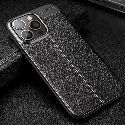 iPhone14 / 14 Plus / 14 Pro / 14 Pro Max Schutzhülle Flexible Silikon TPU Kratzfeste Hülle Leder Look