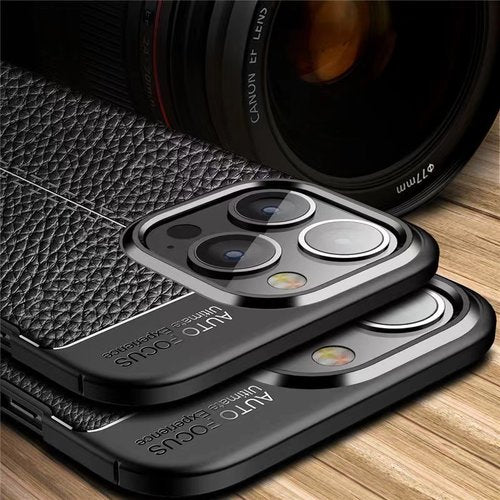 iPhone14 / 14 Plus / 14 Pro / 14 Pro Max Schutzhülle Flexible Silikon TPU Kratzfeste Hülle Leder Look