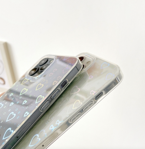 iPhone 13 Coque transparente Glitter Herz muster for Frauen