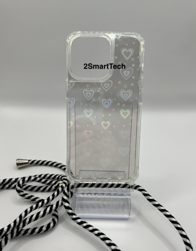 Luxus Klar Laser Liebe Herz Fall Für iPhone 13 Crossbody Lanyard Hängen Gurt Seil Abdeckung