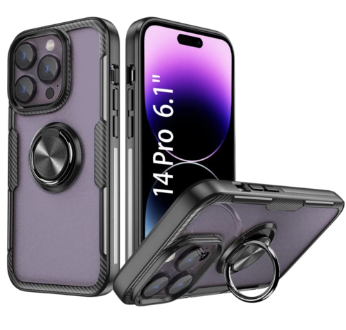 iPhone 14 / 14 Plus / 14 Pro & 14 Pro max Transparent Ringhülle Stossfeste Schutzhülle - Kohlenstoff