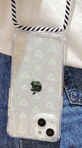 Luxus Klar Laser Liebe Herz Fall Für iPhone 13 Crossbody Lanyard Hängen Gurt Seil Abdeckung