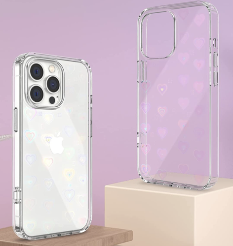 iPhone 13 Coque transparente Glitter Herz muster for Frauen