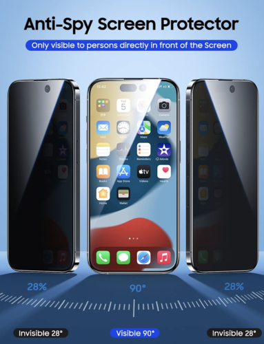 iPhone 14 / 14 Plus / iPhone 14 Pro & 14 Pro Max Anti Spy 9H Härte Bruchsicher Panzerglas / Privacy