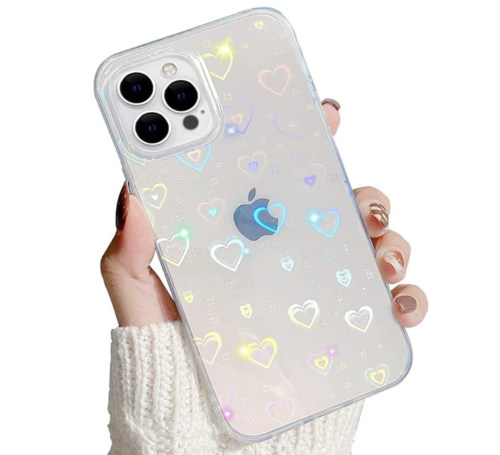 iPhone 13 Coque transparente Glitter Herz muster for Frauen