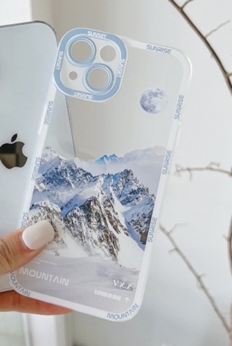 iPhone 13 Series - Berg muster Stossfest Klar TPU Telefon Zurück Abdecken / Hülle