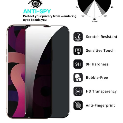 iPhone 13 Mini / 13 / 13 Pro / 13 Pro Max Anti Spy 9H Härte Bruchsicher Panzerglas - Privacy