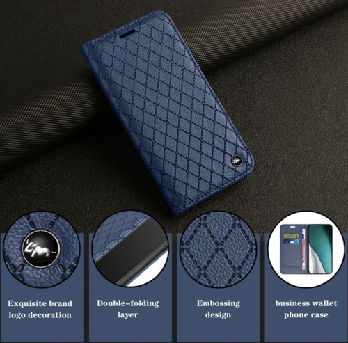 iPhone 14 Series Buch hülle Premium Echtes Leder Kartensteckplatz Magnet Standfunktion RFID Lock