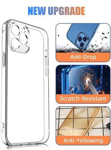iPhone 14 / 14 Plus / 14 Pro & 14 Pro Max Housse de protection, coque en silicone TPU avec protection de caméra, transparente