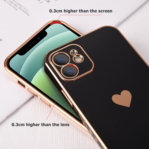 Coque iPhone 13, Niedlich Herz Mädchen Weich Silikon TPU Galvanisierte Handy coque