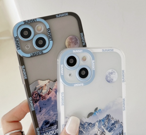 iPhone 13 Series - Berg muster Stossfest Klar TPU Telefon Zurück Abdecken / Hülle