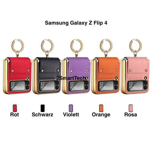 Samsung Galaxy Z Flip 4 5G Hülle Stossfeste Abdeckung Ringhalter - Luxus