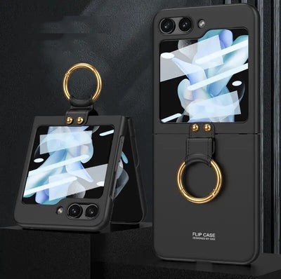 Samsung Galaxy Z Flip 6 5G Magnetische Scharnier Volle Schutz Abdeckung Kamera Glas Hartplastik Zurück Ring Hülle