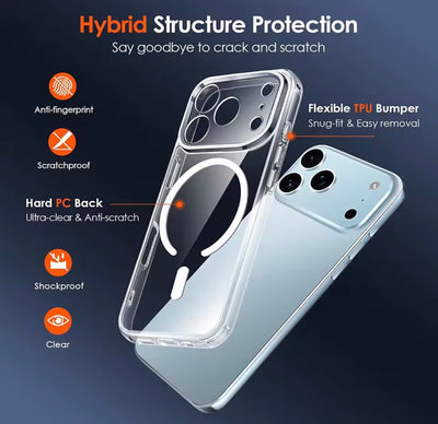 iPhone 17 / 17 Air / 17 Pro &amp; 17 Pro Max Magsafe Silicone Coque avec KameraSchutz Transparent Schutzhülle