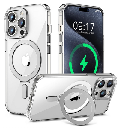 iPhone 15 / 15 Plus / 15 Pro &amp; 15 Pro Max Anneau magnétique avec coque transparente