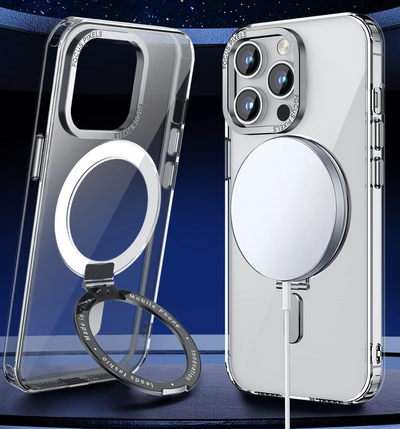 iPhone 15 / 15 Plus / 15 Pro &amp; 15 Pro Max Anneau magnétique avec coque transparente