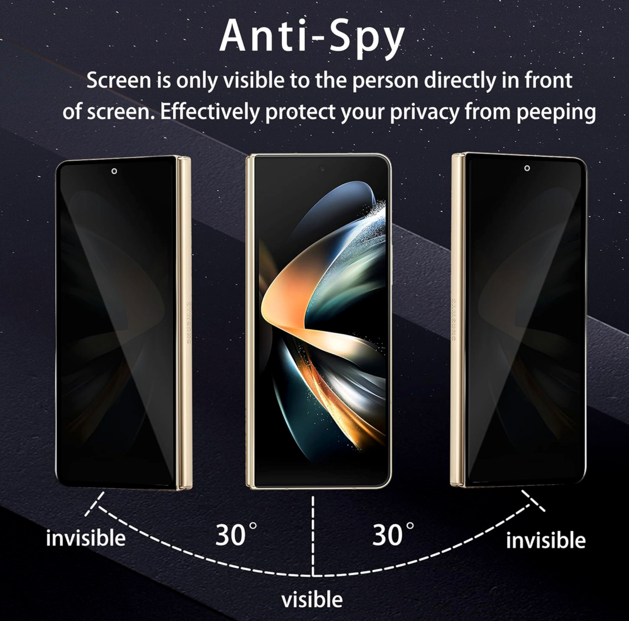 Samsung Galaxy Z Fold 4 5G  Anti Spy 9H Härte Bruchsicher Panzerglas Sichtschutz Folie