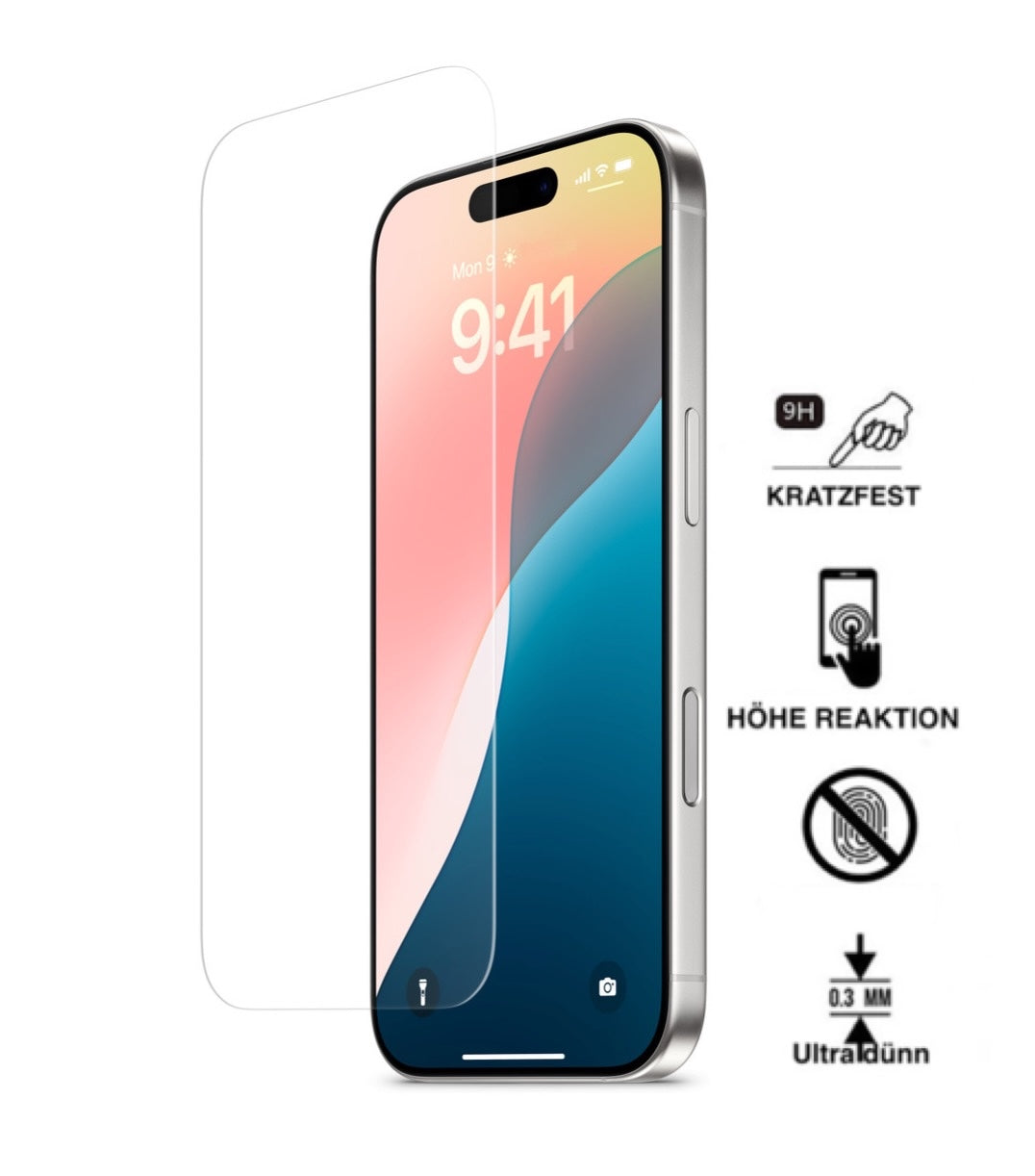iPhone 16 / 16 Plus / 16 Pro und 16 Pro Max / 16E , Panzerglas 9H HD Displayschutz