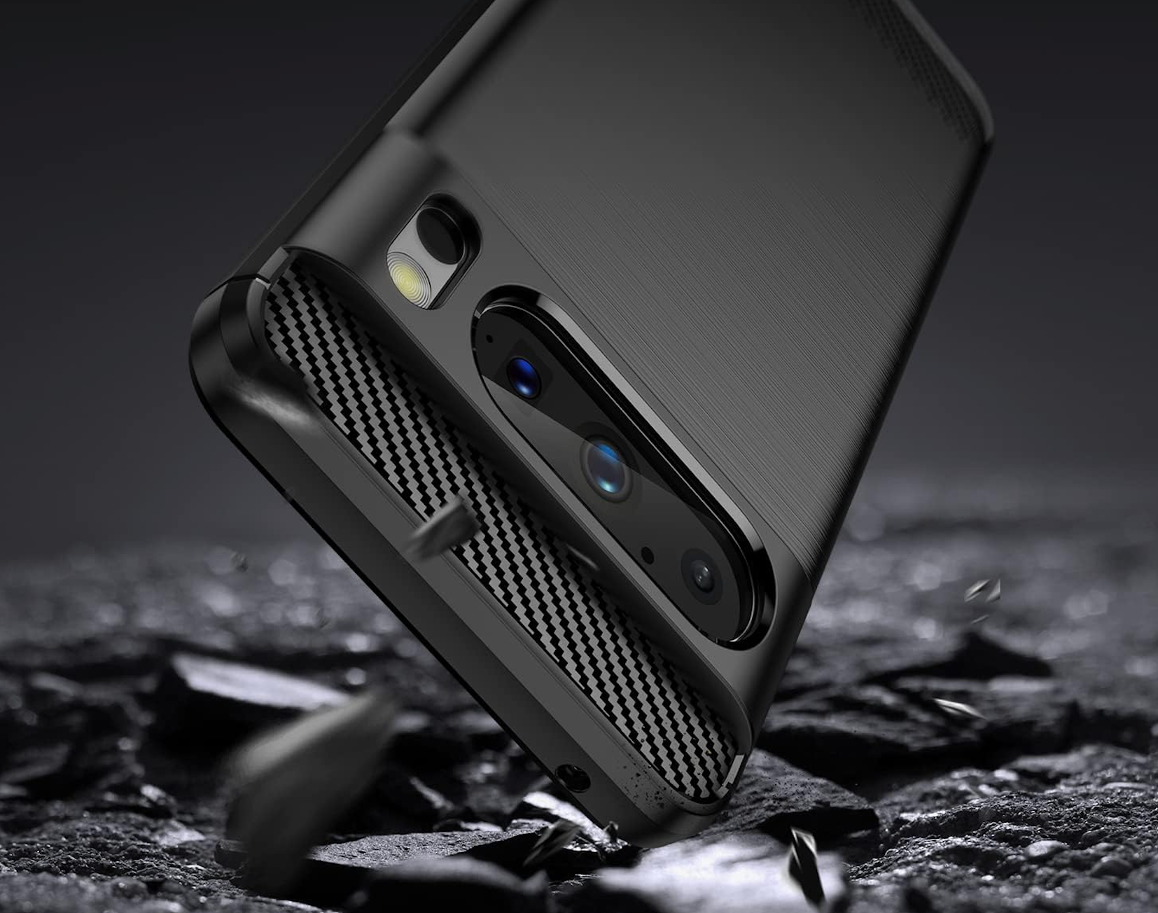 Google Pixel 8 / 8a & 8 Pro, Schutzhülle Carbon Look Hülle Abdeckung Flexibel in Schwarz