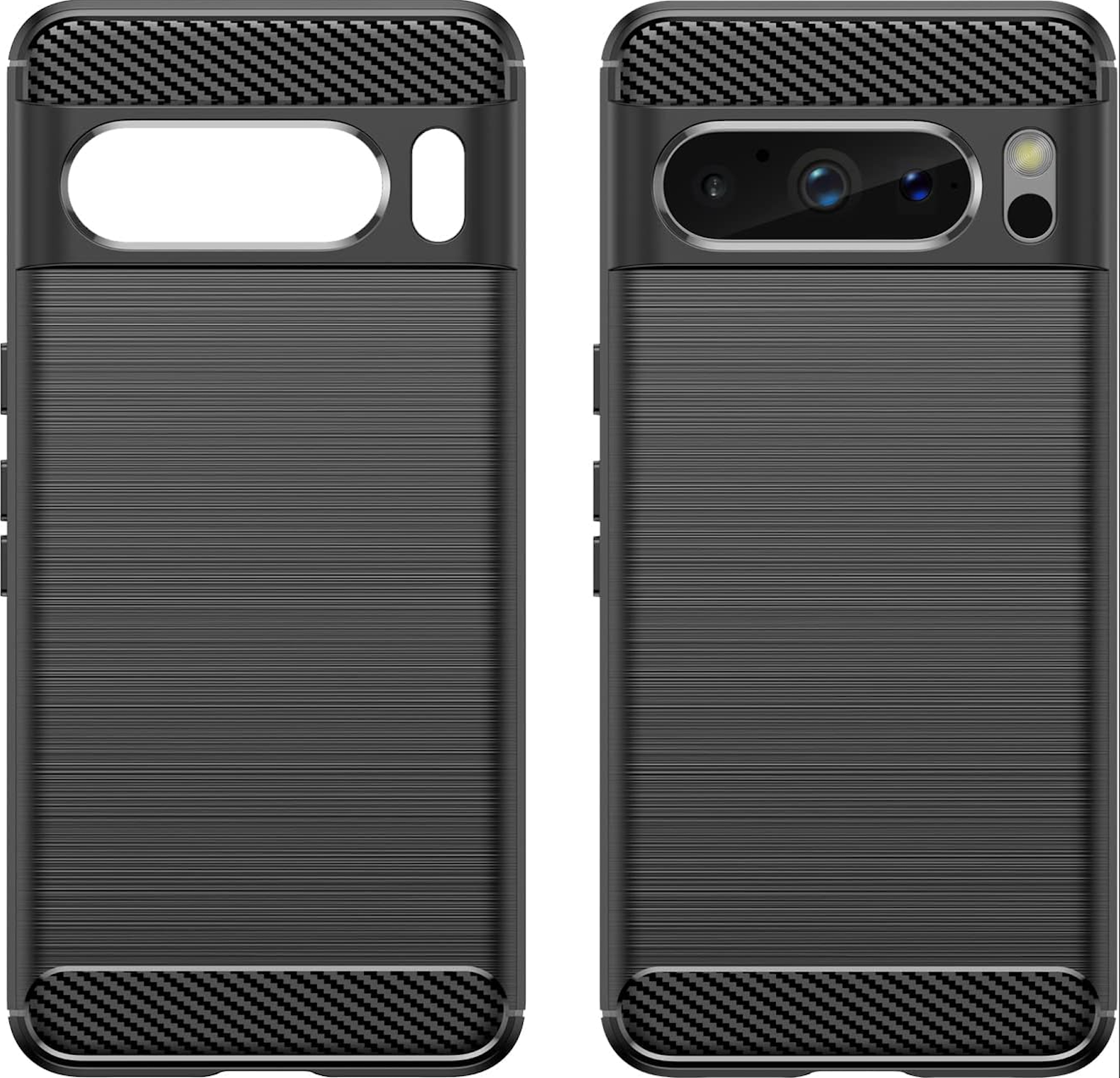 Google Pixel 8 / 8a & 8 Pro, Schutzhülle Carbon Look Hülle Abdeckung Flexibel in Schwarz