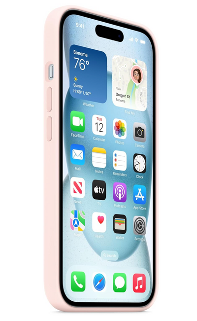 Coque en silicone pour iPhone 15/15 Plus/15 Pro et 15 Pro Max avec MagSafe, protection