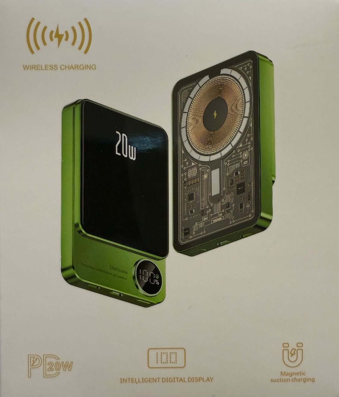 Super Power Bank  mit Magnetisch kabelloses Ladegerät 10000mAh PD 20W - Schwarz