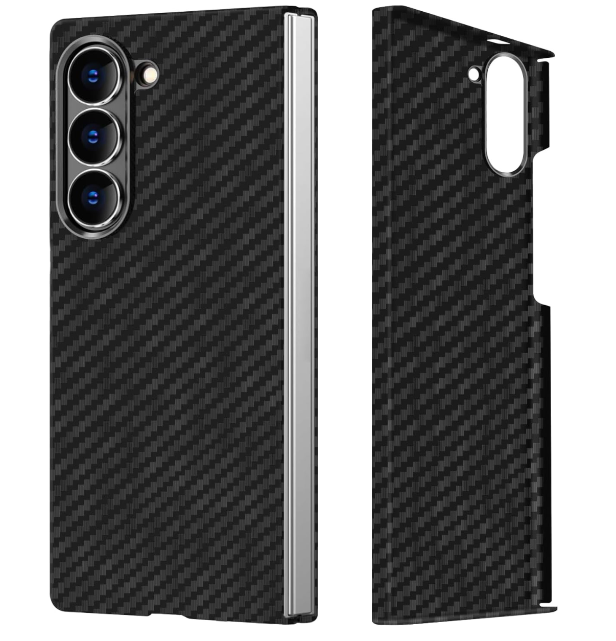 Samsung Galaxy Z fold 5 5G Kohlefaser aus Kunststoff / Carbon - Ultradünne magnetische Hülle für Samsung Z Fold 5 Aramidfaser-Telefonhülle, Schutzhülle, stossfest, schlank, leicht schwarz