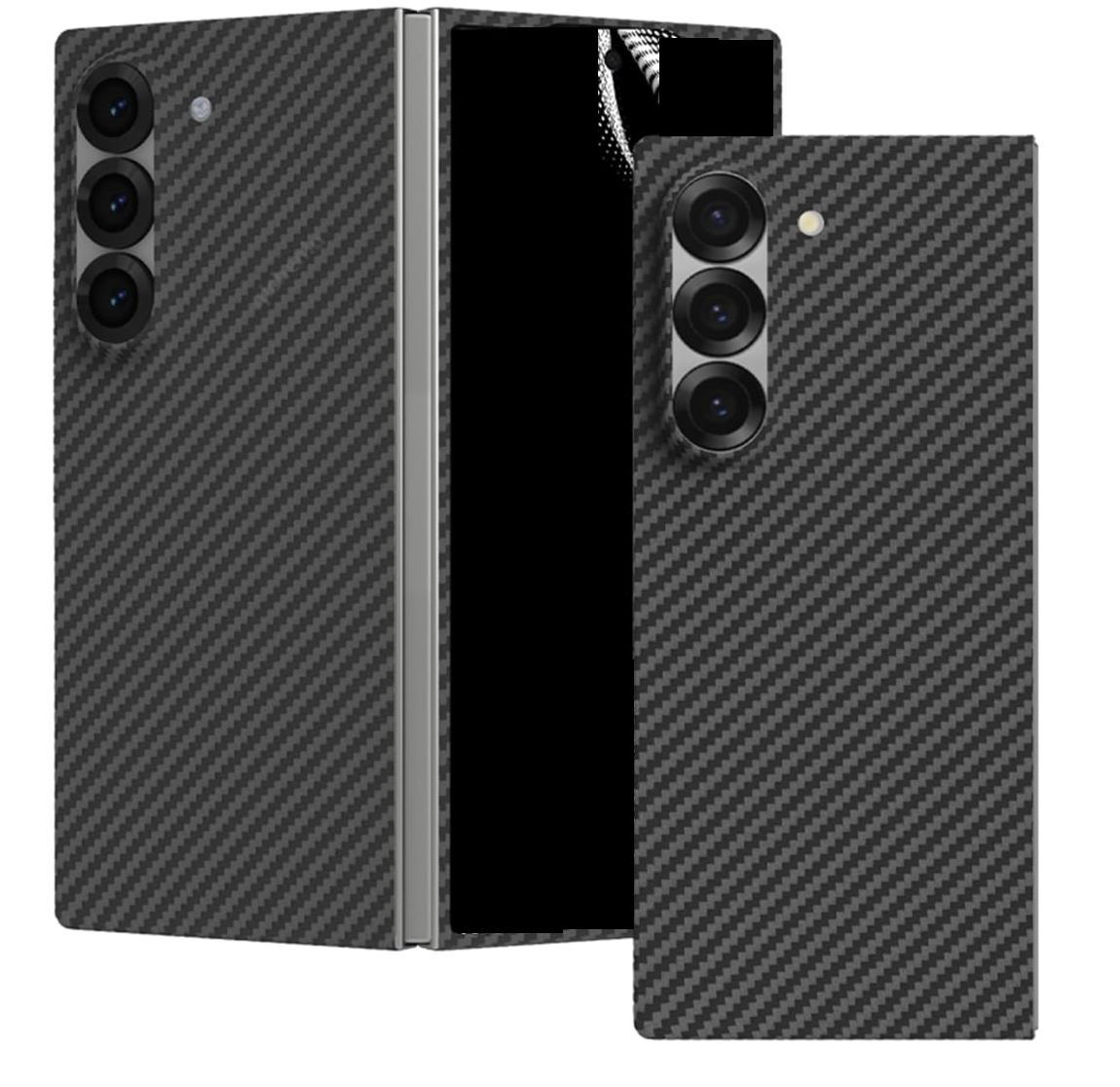 Samsung Galaxy Z fold 5 5G Kohlefaser aus Kunststoff / Carbon - Ultradünne magnetische Hülle für Samsung Z Fold 5 Aramidfaser-Telefonhülle, Schutzhülle, stossfest, schlank, leicht schwarz