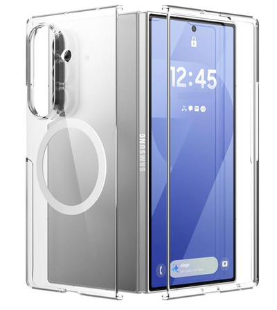 Samsung Galaxy Z Fold 7, compatible avec chargeur MagSafe, papier kraft magnétique épais, matériau PC hautement résistant, cadre résistant (transparent)
