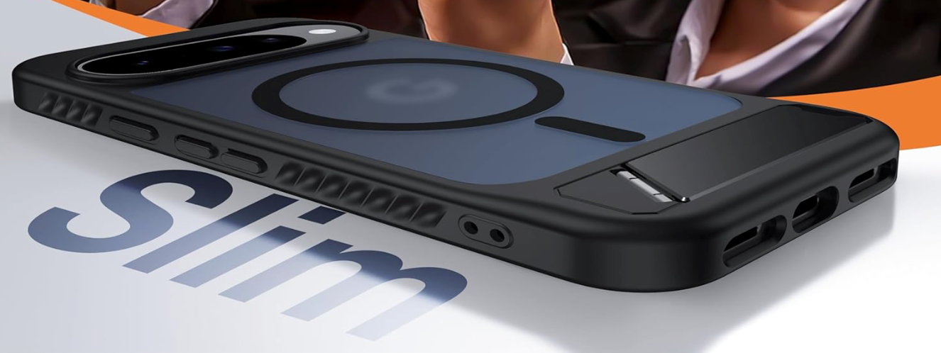 Google Pixel 10 / 10 Pro & 10 Pro Xl  2025, Case mit MagSafe [Unsichtbarer Ständer] [Aufladen im Stehen] [Militär stoßfest] Durchscheinende matte Silikon-Stoßfänger - Schwarz