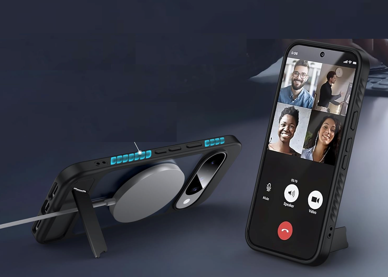 Google Pixel 10 / 10 Pro & 10 Pro Xl  2025, Case mit MagSafe [Unsichtbarer Ständer] [Aufladen im Stehen] [Militär stoßfest] Durchscheinende matte Silikon-Stoßfänger - Schwarz