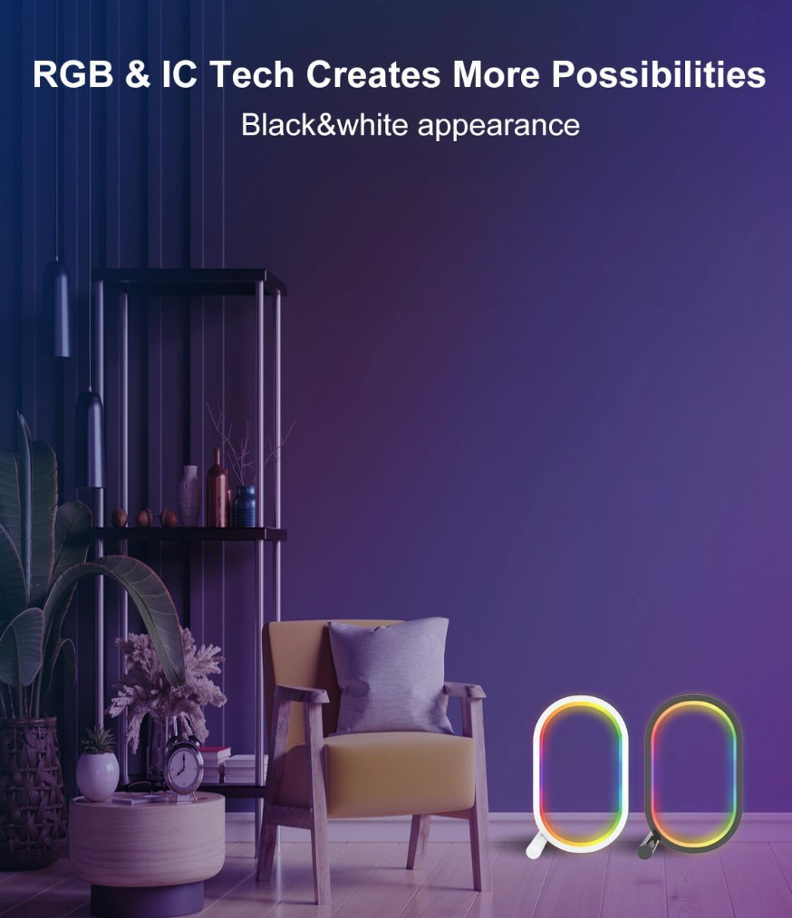 Drahtloses Bluetooth-Tisch-LED-Licht, farbwechselnde LED-Tischlampe - Musik synchronisieren, Einstellungen über App steuern, in lebendige RGB-Spielbeleuchtung eintauchen - für TV,Hintergrundbeleuchtung und Schlafzimmer Ambiente