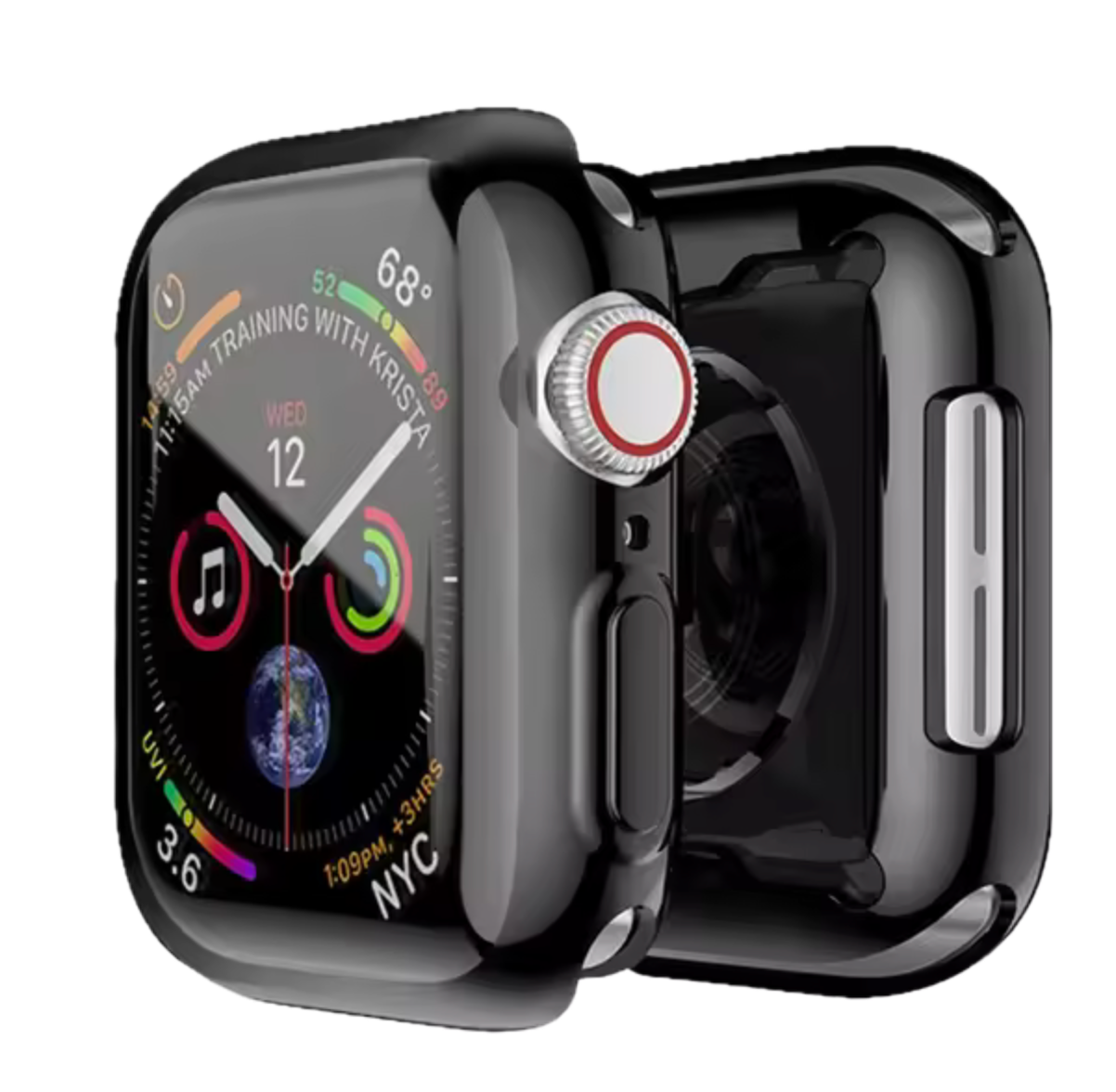 Apple Watch 7 / 8 / 9 - 41 mm / 45 mm Schutzhülle TPU mit Displayschutz - Schwarz