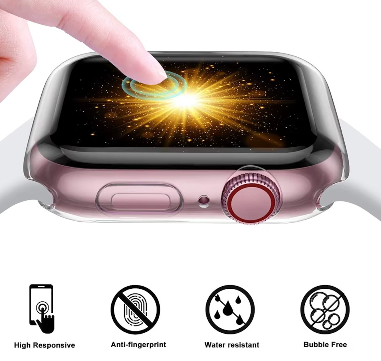 Apple Watch 7 / 8 / 9 - 41 mm / 45 mm Schutzhülle TPU mit Displayschutz - Schwarz