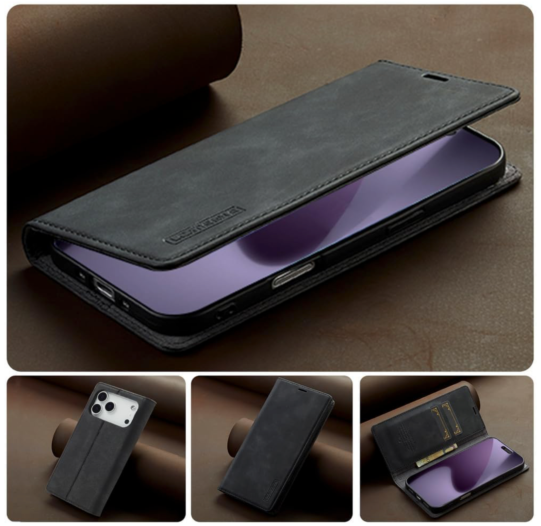 iPhone 17 / Air  / 17 Pro & 17 Pro Max LC.IMEEKE Leder Tasche Flip Wallet Etui mit Kartenfächern