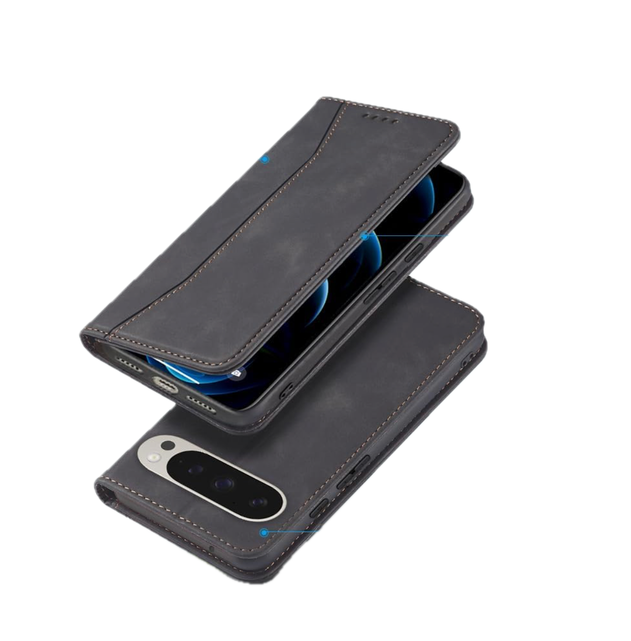 Google Pixel 9a / 9 / 9 Pro  & 9 Pro XL ,Buch hülle Premium Echtes Leder Kartensteckplatz