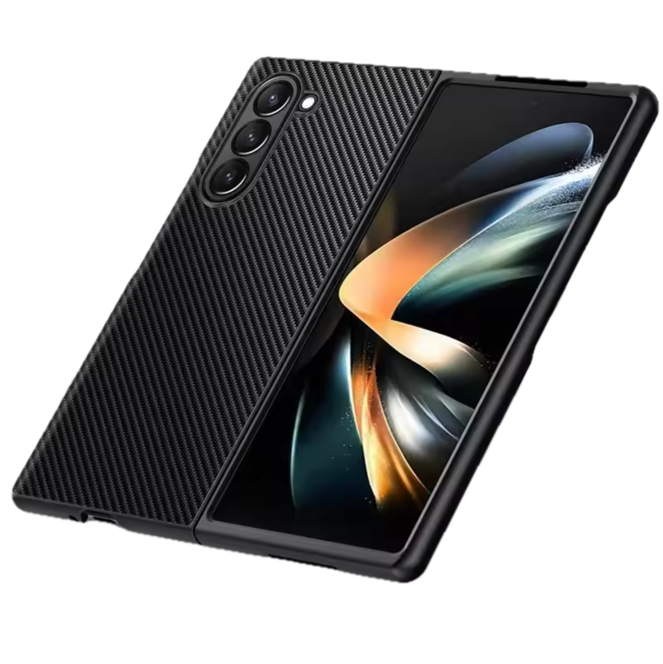 Samsung Galaxy Z Fold 3 5G Handyhülle mit Ständer Carbonfaser - Optik Kratzfeste Stossfeste Schutzhülle