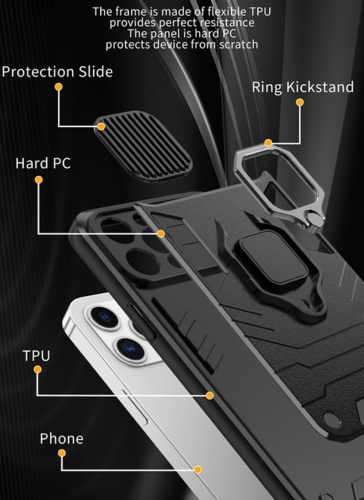 iPhone 13 Mini / 13 Pro / 13 Pro max, coque de téléphone portable avec support d'anneau à 360 degrés en TPU souple