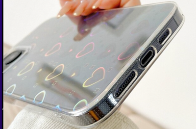 iPhone 13 Hülle für transparente Glitter Herz muster für Frauen