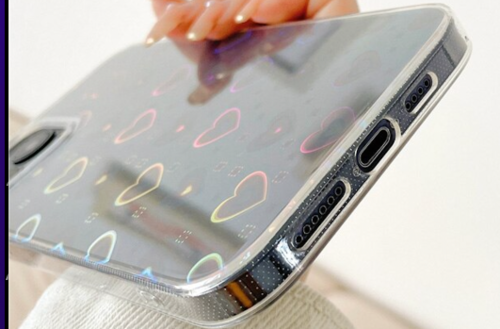 iPhone 13 Hülle für transparente Glitter Herz muster für Frauen