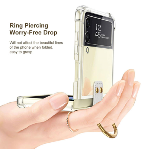 Samsung Galaxy Z Flip 4 5G mit Ring, transparente Hülle , stossfeste integrierte