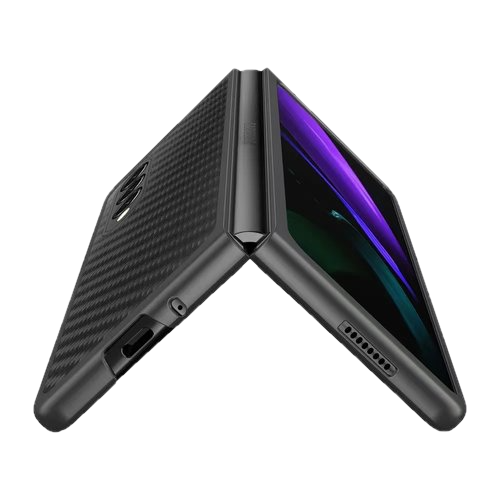 Samsung Galaxy Z Fold 3 5G Handyhülle mit Ständer Carbonfaser - Optik Kratzfeste Stossfeste Schutzhülle